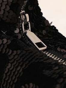 Mini Hobo Bag In A Crescent Shape, Fully Covered In Rhinestones, Integrated Circular Handle With Bow, Zipper, Various Colors, Women's Party, Wedding, Birthday Gift - 黑與白 - 查看 5
