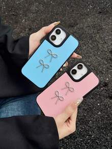 Vitality Bow Anti-Slip Shockproof Phone Case, Suitable For IPhone 17/16/15/14/13/12 Pro Max, Compatible With Wireless Charging, Personalized Protective Case - Black - View 7