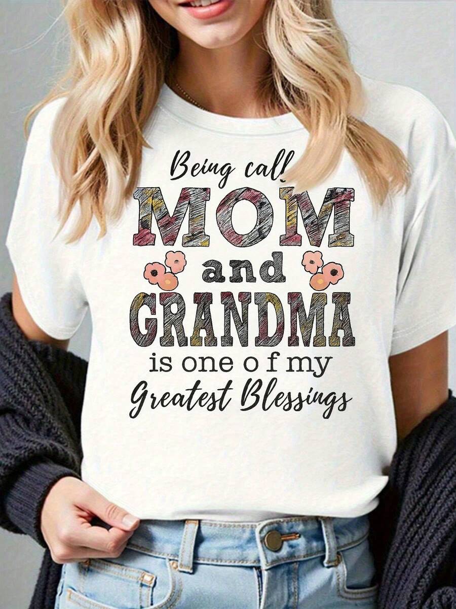 Camiseta de Agradecimiento para Abuelas y Madres - Camiseta cómoda de manga corta con cuello redondo, adecuada para madres y abuelas - Regalo familiar (Negro, Gris, Blanco, Rojo Oscuro) - Un gran regalo para todas las estaciones. - Blanco - Ver 1