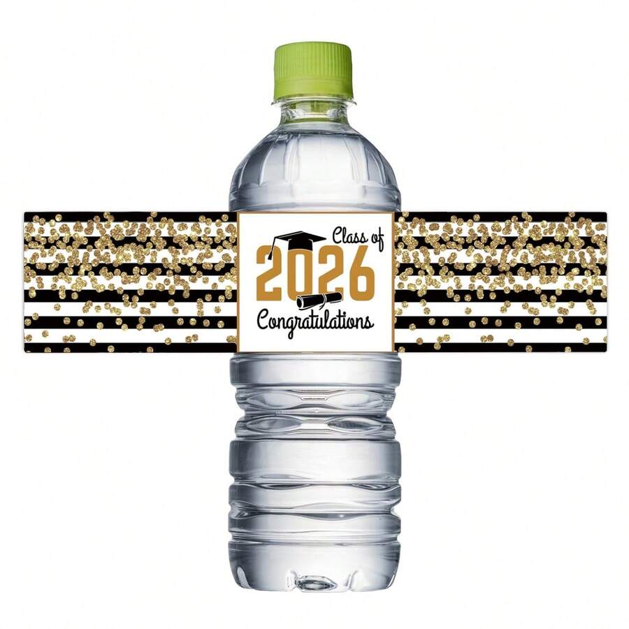 20 piezas/10 hojas Etiquetas para botellas de agua de Graduación Clase de 2026, Envoltorios de felicitaciones para botellas de agua de graduación, Pegatinas para botellas de graduación para decoración de fiesta de graduación - Multicolor - Ver 1