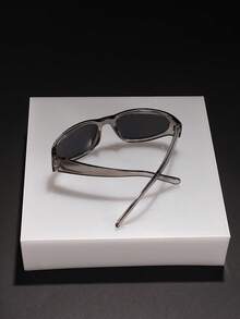1 PC Men's Casual Wrap Fashion Glasses Black Transparent Gray Polycarbonate Frame With Gray Lenses Lightweight Suitable For Street Sports Wear With Glasses Box - Multicolor - View 10