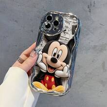 Officially Licensed Disney Mickey Mouse Phone Case, This Protective Phone Case Features A Classic Print Of Cheerful Mickey Mouse With His Iconic Round Ears And Bright Smile, Set Against A Vibrant Backdrop Decorated With Subtle Star And Polka Dot Accents, Made With Flexible, Durable TPU Material To Protect Against Everyday Scratches, Bumps, And Minor Impacts, With A Raised Camera Frame For Extra Lens Protection, Slim And Lightweight Construction That Adds Minimal Bulk And Fits Easily In Pockets And Bags, Compatible With IPhone 17, 16, 15, 14, 13, 12, 11 Pro Models, Making It A Timeless Choice For Mickey Fans And Disney Lovers, Ideal For Birthdays, Holidays, Or Any Special Occasion To Surprise Family And Friends - Silver - View 5