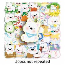 50 piezas Pegatinas de Terrier Escocés Occidental, Lindas Pegatinas Decorativas Impermeables de Cachorro de Terrier Blanco Escocés Occidental Original de Dibujos Animados - Multicolor - Ver 2