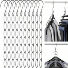 3/6pcs 7-Slot Metal Chain Hanging Hooks, Space-Saving Foldable Organizer Rack, Multi-Hook High-Efficiency Storage, Durable Wardrobe Accessory For Clothes Organization - Multicolor - View 9