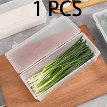 Caja de almacenamiento de alimentos transparente rectangular, recipiente de plástico hermético para el refrigerador para cebolletas, ajo, verduras, fideos, pasta, organizador de cocina apilable con tapa, recipiente de almacenamiento a prueba de olores para el refrigerador, caja de conservación de alimentos de uso múltiple para el hogar y la cocina - Multicolor - Ver 9