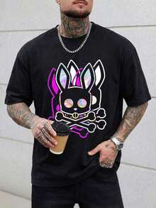 Camiseta corta de manga corta para hombres con diseño sencillo y estampado, estilo moderno y minimalista.Corte corto, cómodo, suave, transpirable y absorbente.Envío exprés desde nuestro almacén local. VEGL - Negro - Ver 2