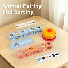 26pcs Alphabet Letter Spelling Word Game, Children's Bilingual Enlightenment Board Game, Educational Cognitive Building Blocks Matching Puzzle, Early Learning Thinking Skills Toy - Multicolor - View 1