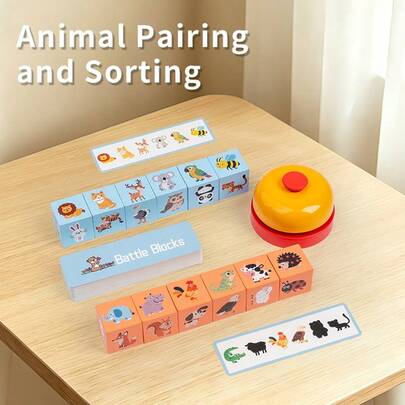 26pcs Alphabet Letter Spelling Word Game, Children's Bilingual Enlightenment Board Game, Educational Cognitive Building Blocks Matching Puzzle, Early Learning Thinking Skills Toy