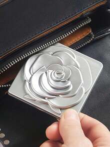 1pc Square Folding Makeup Mirror, Rose Carved Gradient Shell Design, Portable Rose Gold, Mini Makeup Mirror, Suitable For Party, Travel And School, Compact Pocket Small Makeup Mirror, Living Room, Home, Bedroom, Bathroom Universal - Multicolor - View 5