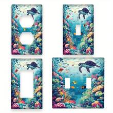 1pc Ocean Turtle & Octopus Decorative Switch Plate, 1-Gang/2-Gang, Bedroom, Kitchen, Home Decor Wall Plate - No Electricity Required - A - View 1