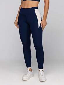 LOT FITNESS Women's Polyamide Fitness Leggings With Pockets, Frame Style - 藏蓝色 - 查看 11