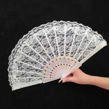 1pc Vintage French Lace Tassel Folding Hand Fan, Suitable For Year-Round Carry, Perfect For Weddings, Dances, Festivals And Accessories - Multicolor - View 5