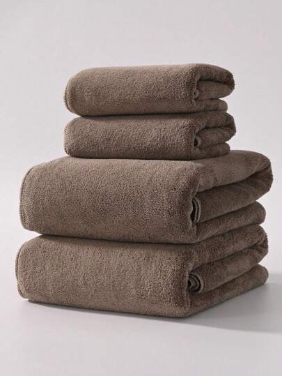 1pc/2pcs/4pcs Coral Fleece Solid Color Soft Absorbent Non-Shedding (Thin & Light) Lightweight Home Daily Use Couple Style Quick-Drying Hair Towel Hand Towel Household Face Wash Bath Towel (Small Towel) Blanket Nap Blanket 34*75 Towel 1pc OR 70*140 Bath Towel 1pc OR Enlarged 40*80 Towel 1pc OR Enlarged 90*170 Bath Towel 1pc