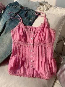 Top de mujer de unicolor, adecuado para el verano - Rosa - Ver 9