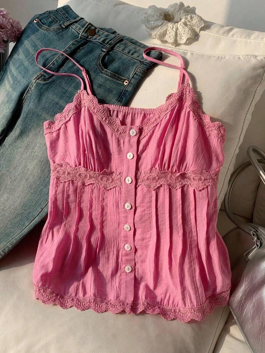Top de mujer de unicolor, adecuado para el verano - Rosa - Ver 1