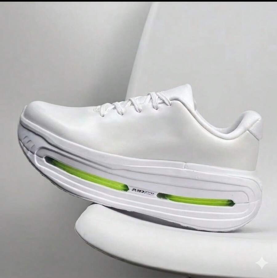 NK Running Vomero Premium Tennis Shoes With Soft Cushioning, Ideal For Gym, Training, And Men's Sports Shoes With Lace-Up Closure And Eyelets. - 白色和綠色 - 查看 1