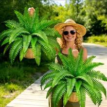2pcs Elegant Artificial Boston Fern - 18/21 Lifelike Leaves, Large Realistic Greenery For Indoor Outdoor Decor, Exquisite Home Decor, Easy Maintenance - Green - View 7