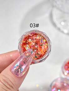 4色玻璃包銀美甲亮粉，超亮高光極光閃粉美甲粉，碎鑽效果，適用於DIY居家美甲與美甲沙龍裝飾，每瓶0.5g - 彩色 - 查看 9