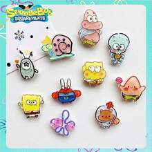 SpongeBob SquarePants 10 pièces/5 pièces Broche "Famille" mignonne et amusante, convenant pour être attachée aux vêtements, sacs ou sacs à dos. Excellent comme cadeau amusant pour les amis et la famille, récompenses en classe ou faveurs de fête. Idéal pour les anniversaires, la fête des mères, la saison des mariages, la Saint-Valentin, Thanksgiving et le Nouvel An. (Styles aléatoires) - Multicolore - Voir 9