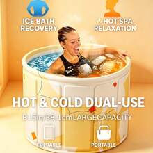 Portable Folding Bathtub For Adults, Non-Inflatable Thermal Insulated Tub, Hot & Cold Dual Use Design, Summer Ice Bath Relieves Muscle Soreness, Warm Bath Soothes Body Fatigue, Foldable Space-Saving Tub For Home Spa, Apartment, Outdoor Camping Travel - As Shown In the Figure - View 4