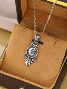 1 chiếc mặt dây chuyền hình trăng sao cổ điển dành cho nam nữ, kiểu dáng phù thủy Gothic, dây chuyền màu bạc, bùa hộ mệnh thiên thể, trang sức đôi, quà tặng Halloween. - vòng cổ - Xem 5