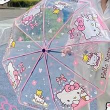 SANRIO 1pc Cute Cartoon Foldable Transparent Umbrella, Trifolding Design Fashionable Cartoon Umbrella, Kuromi, KT Cat, Suitable For Outings, Business Trips, Travel, Home Use - Multicolor - View 11