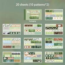 20 hojas/bolsa de la serie de pegatinas con fragmentos texturizados, materiales de collage pegatinas para scrapbooking, decorar tarjetas, marcos, portátiles, fundas de teléfono, tazas, revistas, cajas de papelería, equipaje y suministros de scrapbooking - Libro de pegatinas - Ver 12