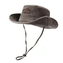 New Spring/Summer Patchwork Wide Brim Washed Retro Fishing Hiking Hat, Unisex Outdoor Sun Protection Cap,Festival,Travel - A - View 9