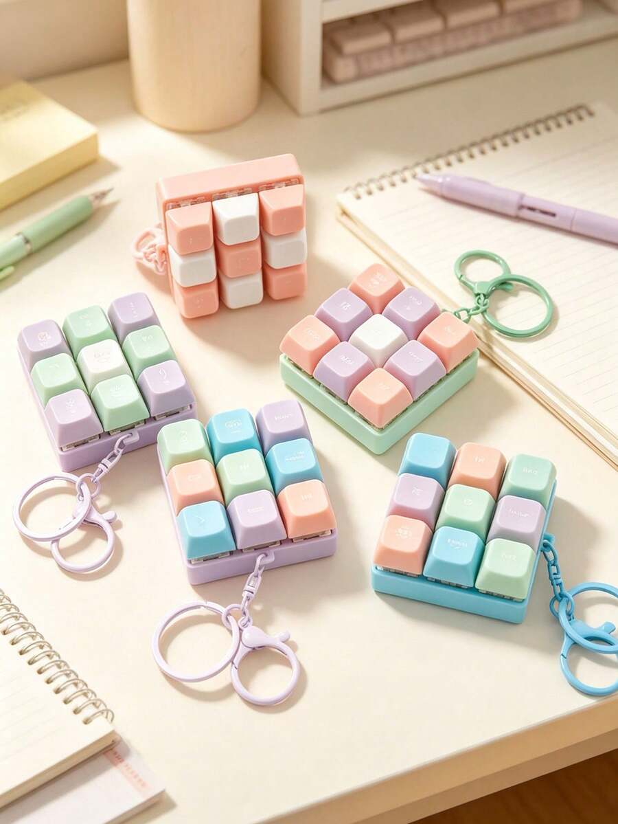 1 pieza Mini teclado mecánico llavero, accesorio portátil de escritura, adecuado para viajes y uso en la oficina. Este llavero (con botones y cadena de colores) está diseñado específicamente para entusiastas de la escritura, color y estilo aleatorios - A - Ver 1