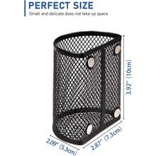 1pc Square Minimalist Metal Grid Magnetic Pen Holder, Made Of High-Quality Rust-Resistant Iron Wire, With Strong Magnetic Adsorption Design, Smooth Edges, Grid Breathable Structure, Multi-Functional Wall-Mounted Magnetic Pen Rack - Multicolor - View 3