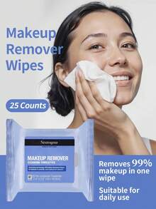 Neutrogena 卸妝棉 25片/包 超柔軟布料 溶解日常與防水彩妝 不含酒精 可密封 便攜免沖洗潔膚巾 適合所有膚質 日常隨身護理 - 卸妝濕紙巾25片 - 查看 1