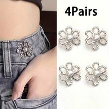 Bộ 1/2 chiếc khóa cài hình hoa có thể điều chỉnh độ co giãn ở eo, phù hợp với quần jeans, áo thun, quần tây, không cần may, dễ dàng tháo lắp. - Nhiều màu - Xem 19