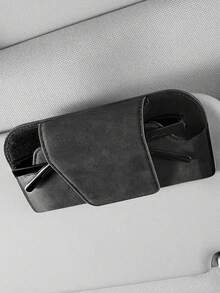 汽車眼鏡夾，麂皮感微纖維時尚眼鏡夾，翻蓋式設計，單手操作適合開車使用，適用於大多數汽車，防刮眼鏡收納整理盒，汽車眼鏡盒，時尚眼鏡收納盒 - 翻毛皮眼鏡夾 - 查看 11