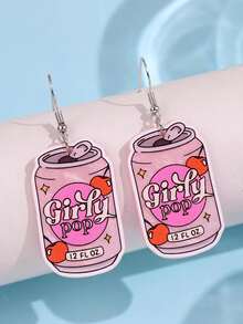 1 Pair Cute Fashionable Creative Girly Pop Pearlescent Acrylic Earrings For Women, Suitable For Daily Wear, Holidays, Parties - Multicolor - View 2