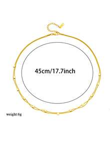 RAYQUEEN Bộ trang sức gồm 1 dây chuyền và vòng tay hai lớp hình khối lập phương bằng thép không gỉ, thích hợp để đeo hàng ngày và làm quà tặng. - Vàng - Xem 6