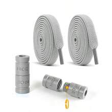 1雙字母扣彈性鞋帶 0.8cm寬扁平免綁鞋帶 適用於休閒鞋與運動鞋 - 灰色 - 查看 7