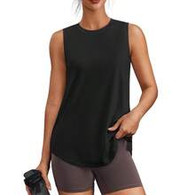 PINSPARK Workout Tops For Women Sleeveless Athletic Tank Tops UPF 50+ Running Tanks With Side Slits Loose Fit Gym Yoga Shirt - 黑色 - 查看 1