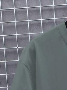 Hombres Camiseta con estampado de letra y hombros caídos - Gris - Ver 6