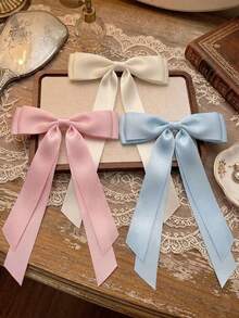 1/4pcs Girl's Hair Clip, New Design Big Bow Knot Hair Barrette With Long Ribbon, Princess Hair Accessory For Little Girls - Multicolor - View 7