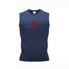 Camiseta sin mangas para gimnasio de verano para hombre, ropa de entrenamiento físico, camisa holgada sin mangas para culturismo de secado rápido, chaleco de baloncesto a la moda para hombre - azul marino-2 - Ver 3