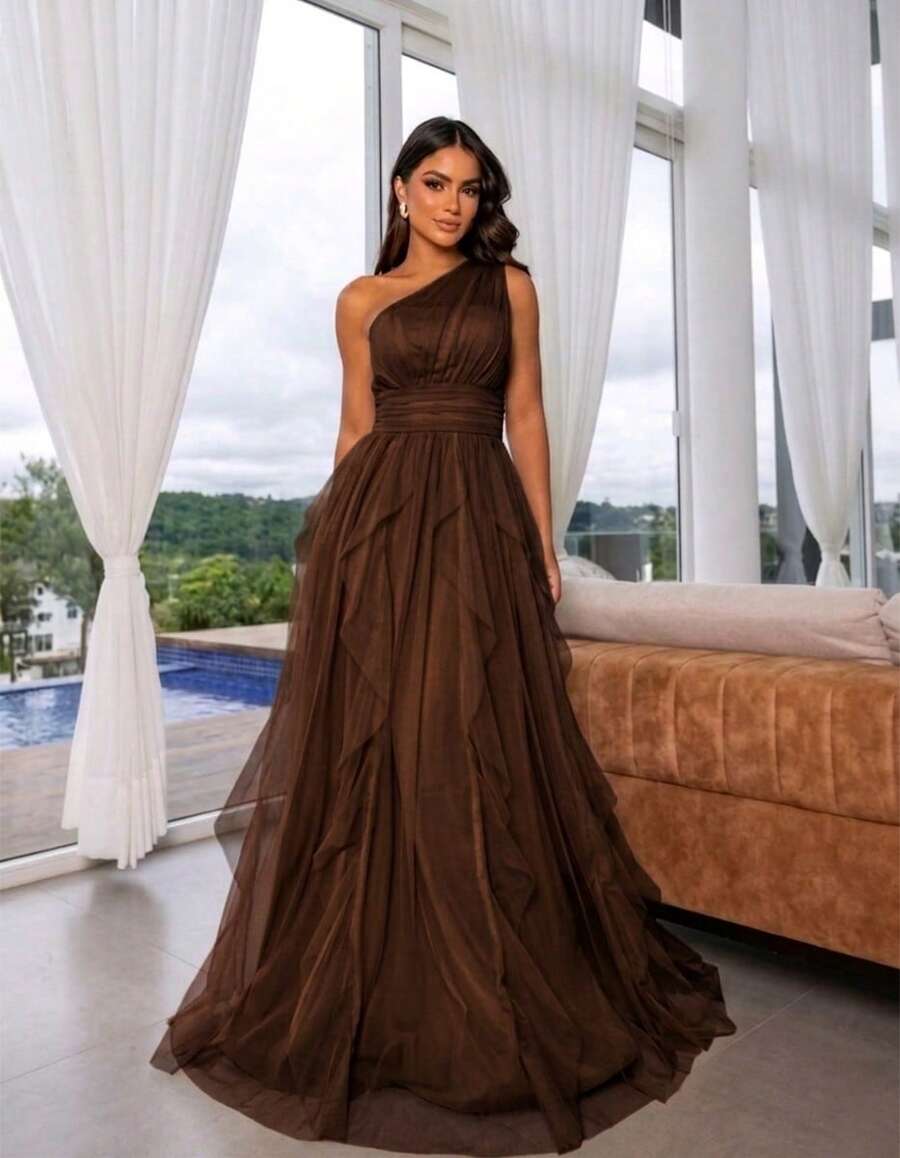 Long Dress For Graduation Party/Bridesmaid - Rỉ Nâu - Xem 1