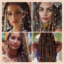 82pcs Golden Hair Rings With 2 Ropes-Adjustable For Women And Girls Hair Cuffs With Rope Accent - Gold - View 5