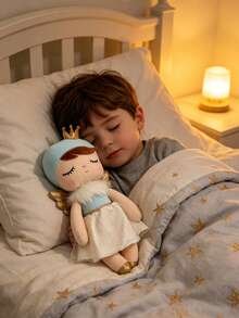 1pc 35cm/13.78in Cute Angel Princess Plush Doll, Soft Stuffed Fairy Doll With Golden Crown, Wings And Tulle Skirt, Suitable For Children Girls, Perfect For Bedroom Decor And Birthday/Christmas Gift - Baby Blue - View 2