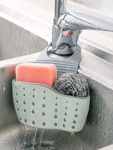 3/1pc Minimalist Adjustable Faucet Hanging Drain Rack, Silicone Quick Dry Sponge Holder With Flexible Strap, Non-Slip Waterproof Mold-Proof Space-Saving Design, Dual-Use For Sink Side & Countertop, Organizer For Sponges Rags Dish Brushes - One Size Fits All - View 6
