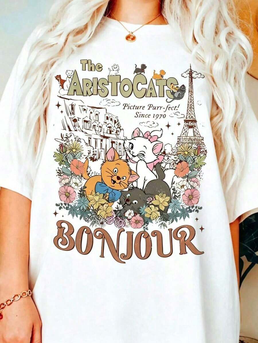 Vintage Aristocats Bonjour Shirt Disney Floral Aristocats T-Shirt  Marie Berlioz Toulouse Tee Disneyland Family Trip Gift  Loose Oversize  T-Shirt  -- Disneys Disneyland Paris The Magic Kingdom Disneyesque The House Of Mouse Mickey Mouse Empire Modest Summer Outfits Take That T Shirt Summer Coord Tops For Women Summer Summer Clothes Women Summer Clothes Summer Tops Summer Tops Women Summer Co Ord Summer Top Summer Outfits White Top Black Top Holiday Outfits For Women  Tops For Women Summer Holiday Gifts Valentine's Day Gifts Earth Day Gifts Oktoberfest Gifts Summer Bank Holiday Gifts - trắng - Xem 1