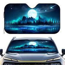 1pc Landscape Printed Car Sunshade, Fits Various Car Models, Decorative Item With UV Protection, Heat Insulation And Privacy Function, Keeps Car Cool, Easy Installation, Foldable For Storage - Sunshade - View 4