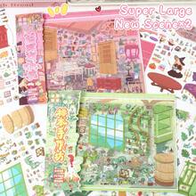 New Large Size DIY Scene Stickers, Adult Landscape Stickers, House Stickers, Scrapbooking Stickers, 3D Miniature House Micro Landscape Stickers, DIY Scrapbook Stickers, Landscape Stickers, Scenery Stickers, Notebook Stickers, Reusable, Multiple Sizes Available - A - View 2