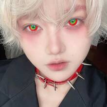 JeweLens 1對彩色Cosplay軟式隱形眼鏡 - Red and Green - 查看 3