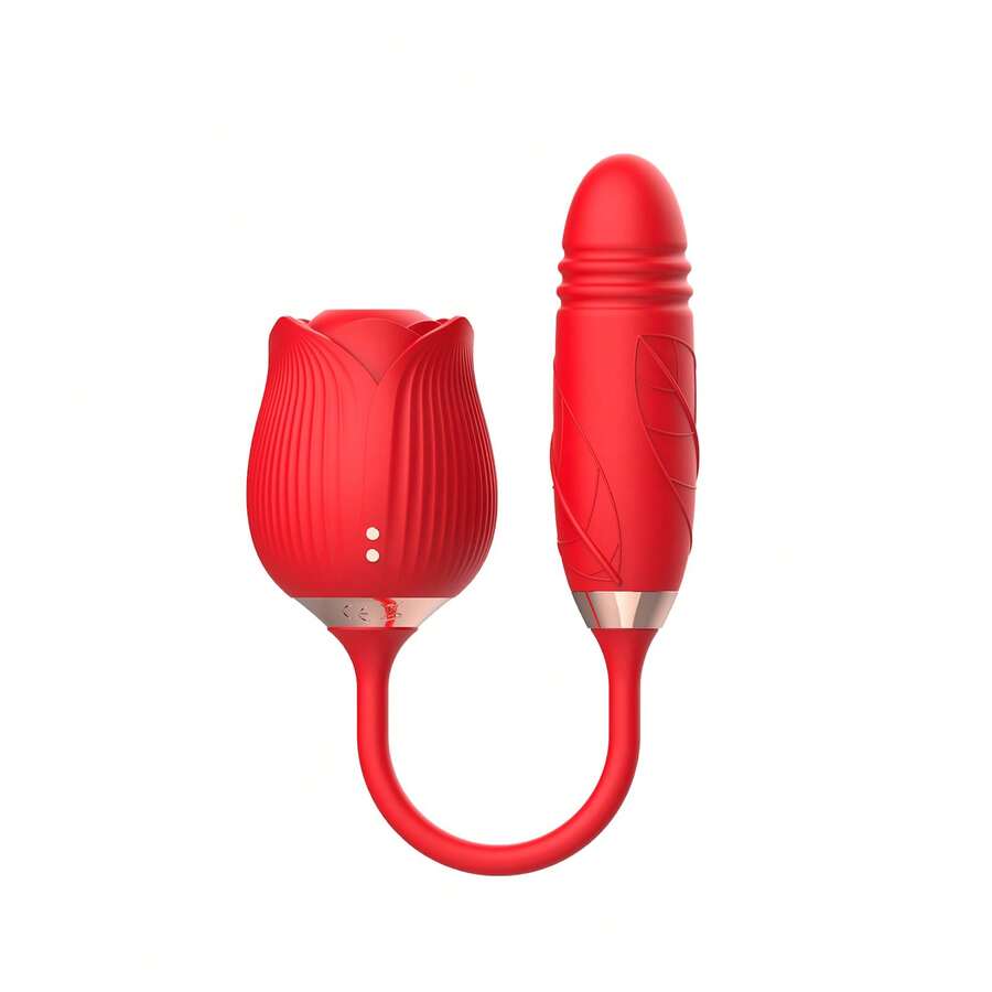 R RUIJU Valentine'S Day Gift: Dual-Purpose Rose Sex Product Simulation Sucking Massage Plus Vibration Stick In One: Multi-Frequency Sucking + Vibration Massage Device Gift With 8 Types Of Sucking + Vibration Modes For Women - Hoa hồng 2 - Xem 1