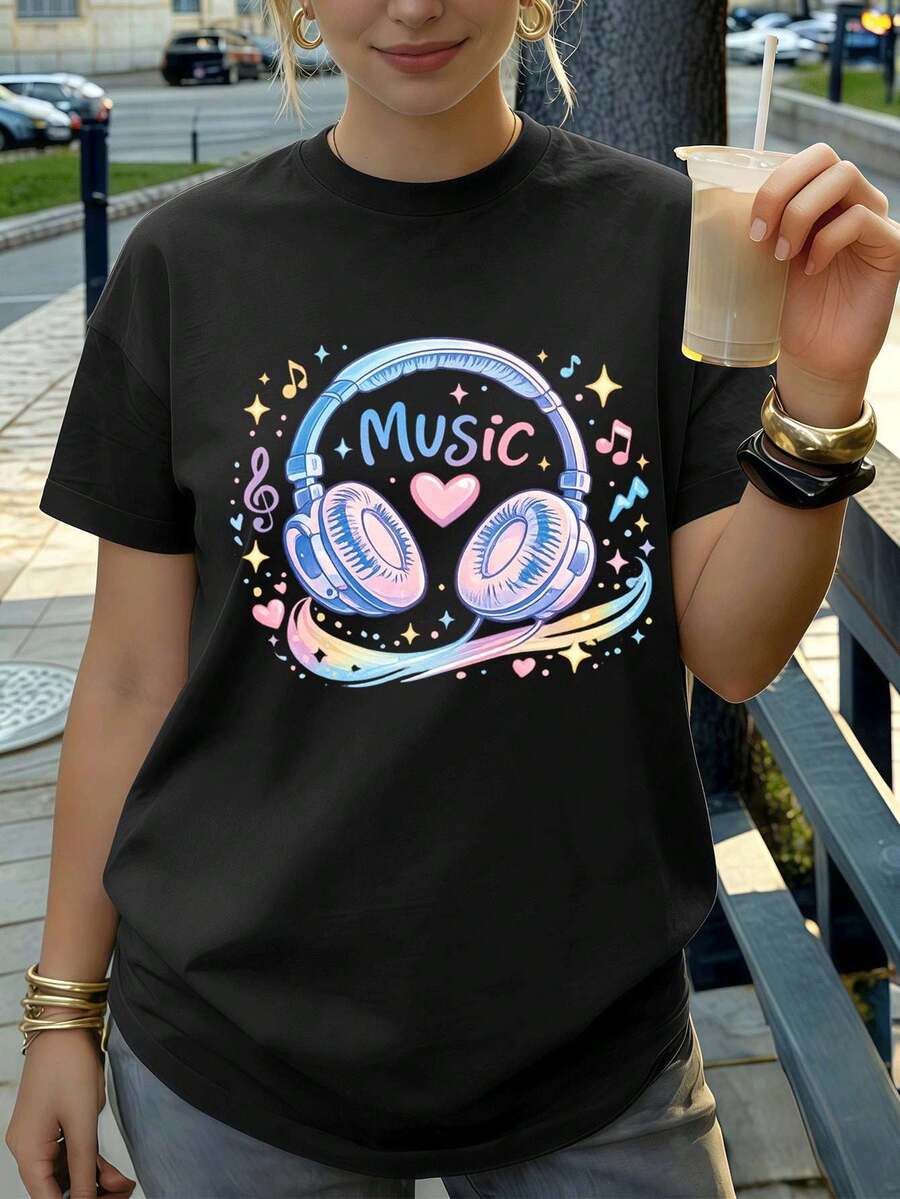 Dam-T-shirts - Svart - Visa 1